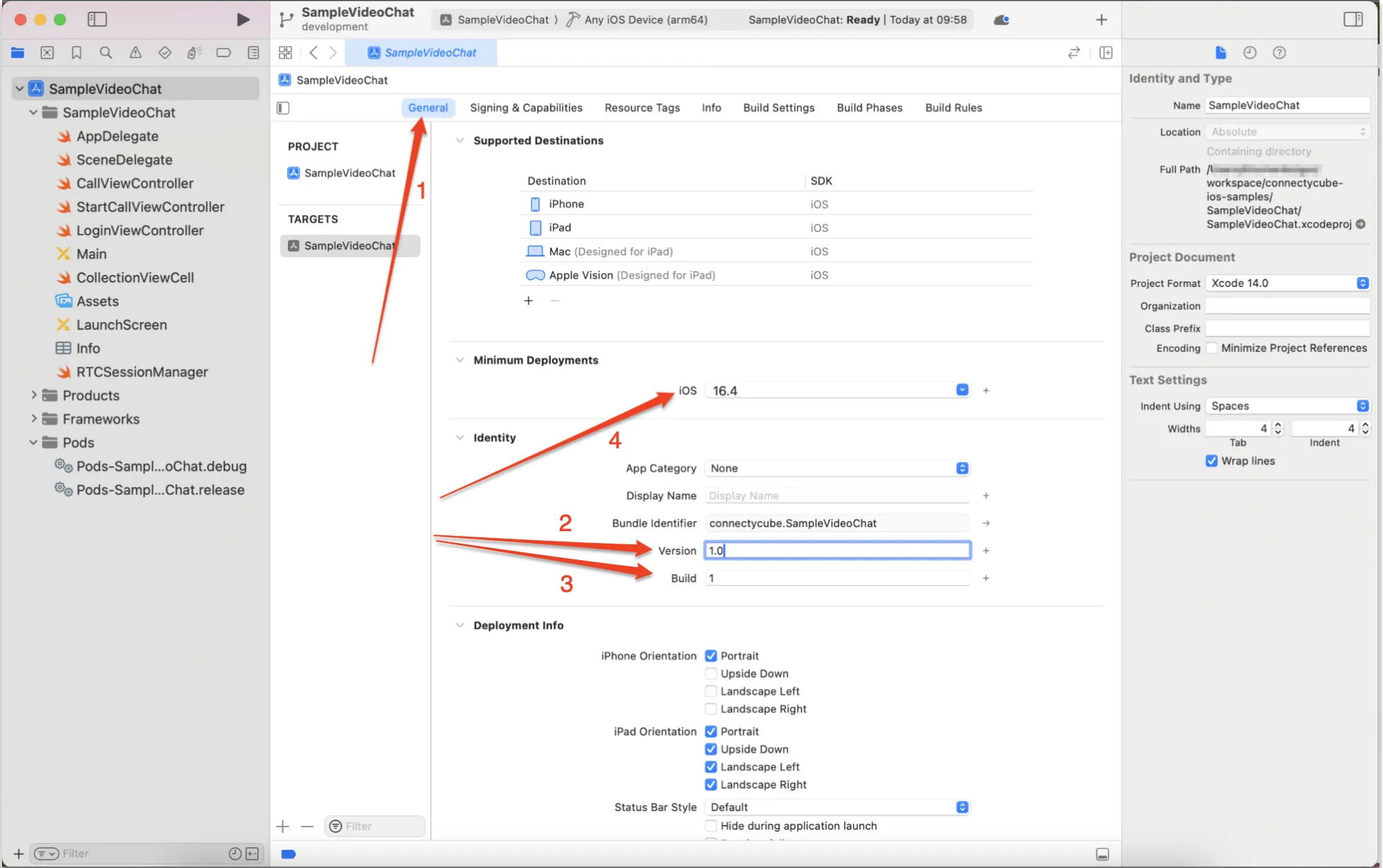 Version and build number setting