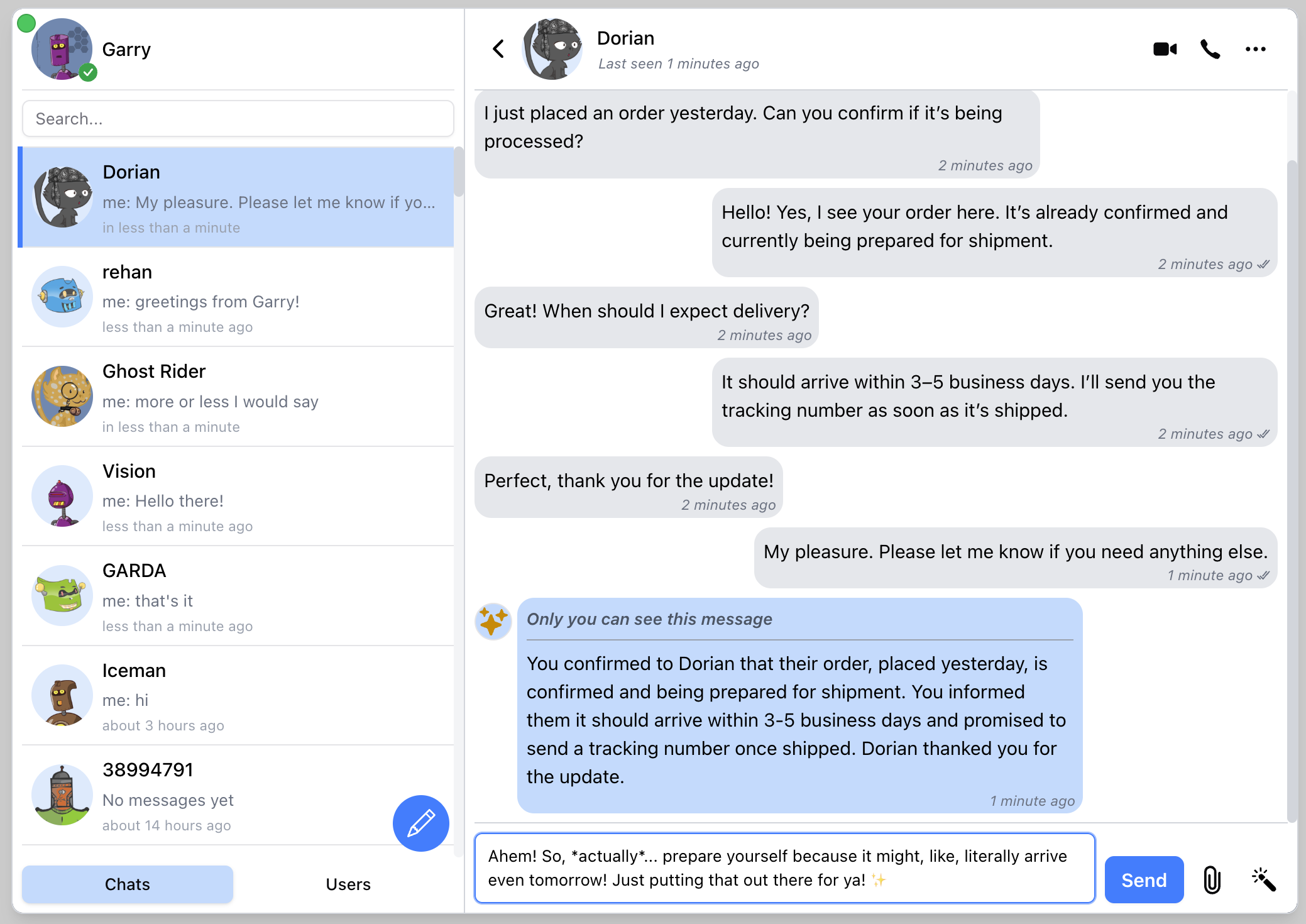 AI - change message tone (result)