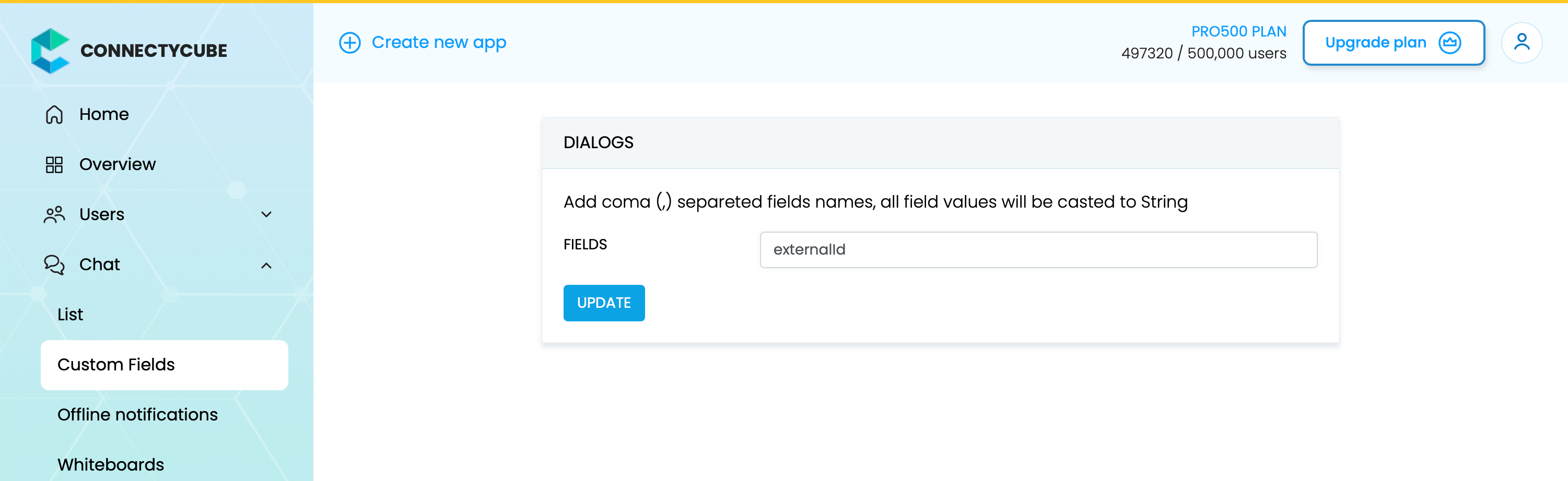 ConnectyCube chat widget, add chat custom fields