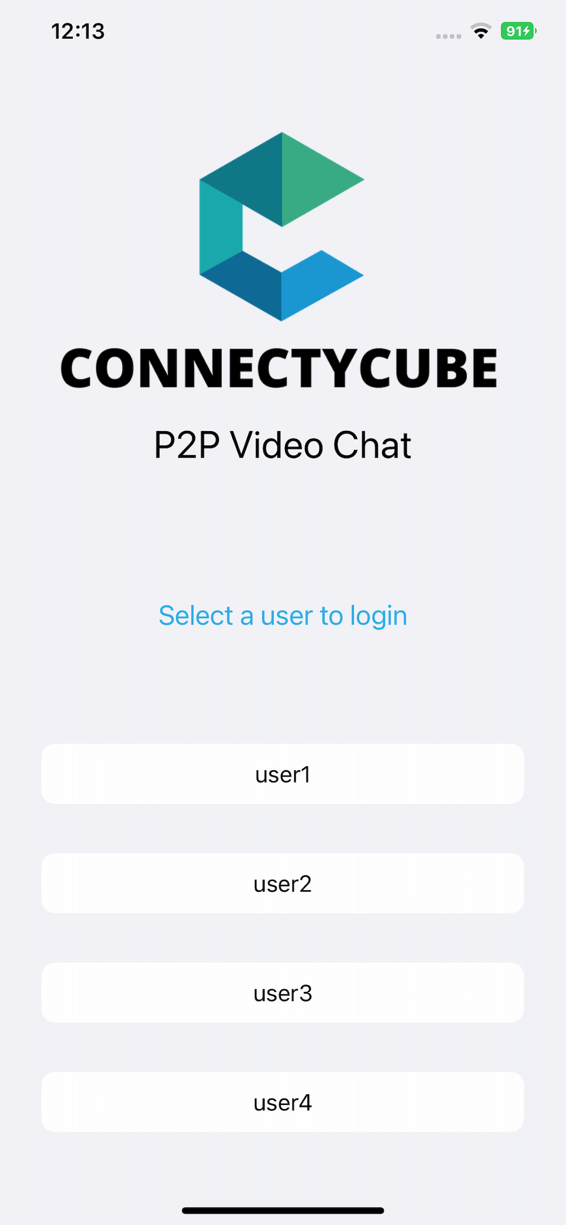 iOS video chat code sample, login